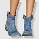 Women’s Ankle Boots - Suede Texture - Western Style - Low Heel Comfortable Fit