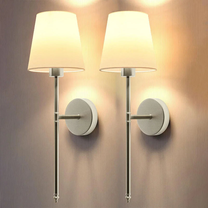 Wireless Fabric Wall Light (SET OF 2 + 2 BULBS FREE) - Elegant &  Wireless