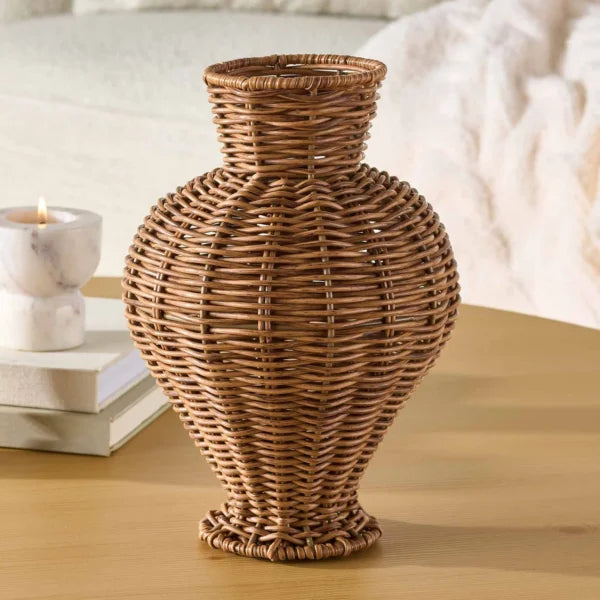 Woven Faux Rattan Decorative Vase