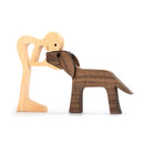 Pet Lover Gifts Wood Sculpture Family & Puppy Wooden Crafts Table Ornaments