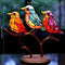 Birds on Branches Stained Acrylic Ornaments, Double Sided Multicolor Style