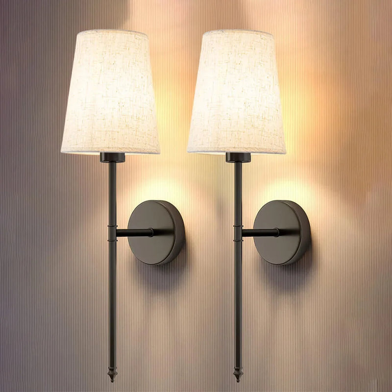 Wireless Fabric Wall Light (SET OF 2 + 2 BULBS FREE) - Elegant &  Wireless