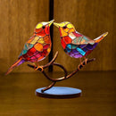 Birds on Branches Stained Acrylic Ornaments, Double Sided Multicolor Style