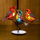 Birds on Branches Stained Acrylic Ornaments, Double Sided Multicolor Style