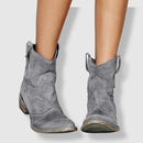 Women’s Ankle Boots - Suede Texture - Western Style - Low Heel Comfortable Fit