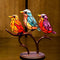 Birds on Branches Stained Acrylic Ornaments, Double Sided Multicolor Style