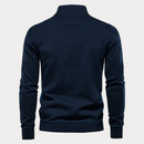 Cozy cotton zippered mock neck sweater for men