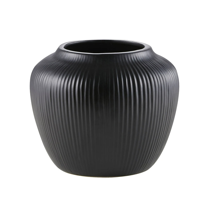 Textured Black Stoneware Vase