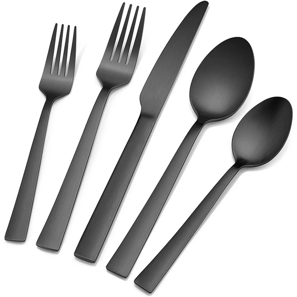 40-Piece Matte Black Stainless Steel Silverware Set, Service for 8