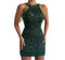 Women's Sleeveless Party Dress - Fitted Silhouette - Sequined - Elegant Drape Detail