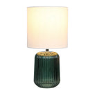 Mini Green Glass Stripe Table Lamp, 12.75″