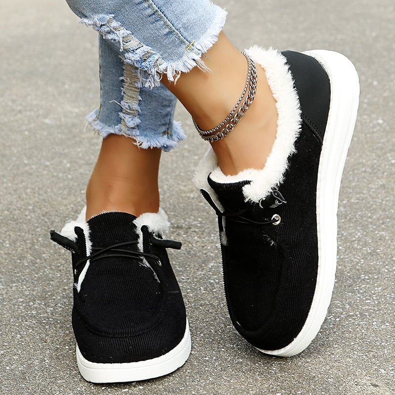 Stylish warm plush vulcanized sneakers with fur for women | Perfect for all seasons