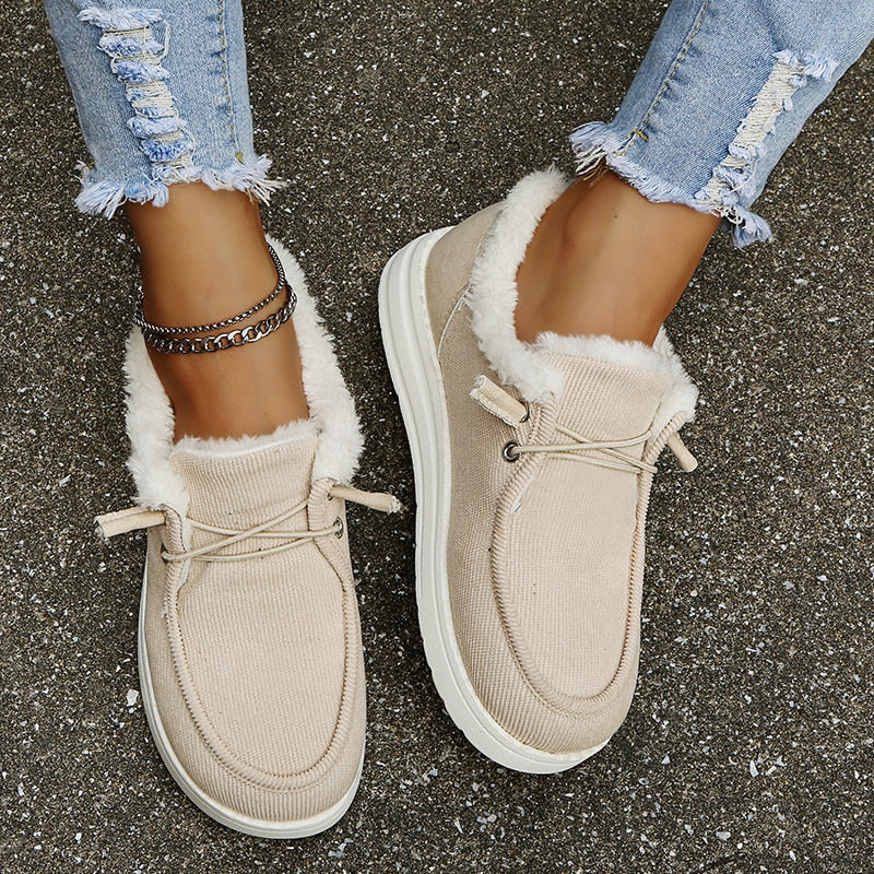 Stylish warm plush vulcanized sneakers with fur for women | Perfect for all seasons