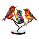 Birds on Branches Stained Acrylic Ornaments, Double Sided Multicolor Style