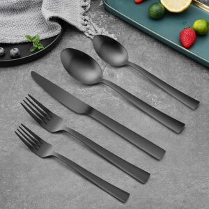40-Piece Matte Black Stainless Steel Silverware Set, Service for 8 - Image 2