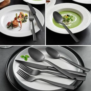 40-Piece Matte Black Stainless Steel Silverware Set, Service for 8 - Image 5