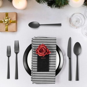 40-Piece Matte Black Stainless Steel Silverware Set, Service for 8 - Image 4
