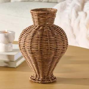 Woven Faux Rattan Decorative Vase - Image 4