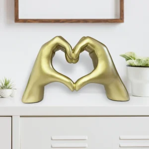 Heart-Shaped Hands Gold Resin Figurine - Image 2
