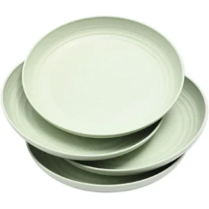 Set of 6 Wheat Straw Plates, 8.75-Inch Round, Unbreakable, Microwave and Dishwasher Safe - Image 1