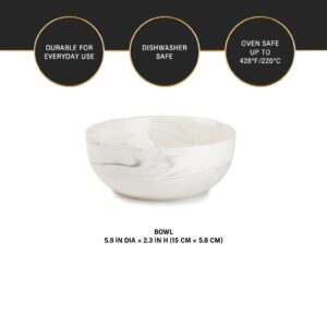 Stoneware Bowl, Grey Marble Design, Microwave, Freezer, and Dishwasher Safe - Image 3
