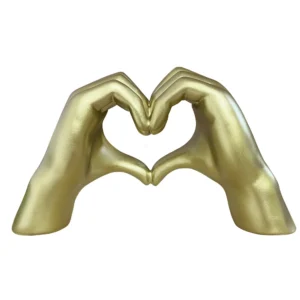 Heart-Shaped Hands Gold Resin Figurine - Image 1