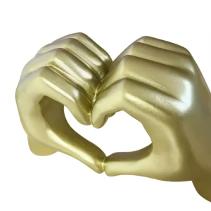 Heart-Shaped Hands Gold Resin Figurine - Image 3