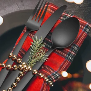 40-Piece Matte Black Stainless Steel Silverware Set, Service for 8 - Image 3