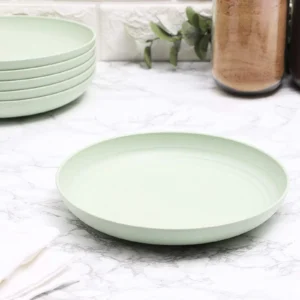 Set of 6 Wheat Straw Plates, 8.75-Inch Round, Unbreakable, Microwave and Dishwasher Safe - Image 2
