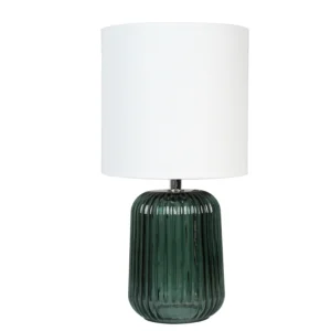 Mini Green Glass Stripe Table Lamp, 12.75" - Image 1