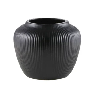 Textured Black Stoneware Vase - Image 1