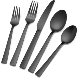40-Piece Matte Black Stainless Steel Silverware Set, Service for 8 - Image 1