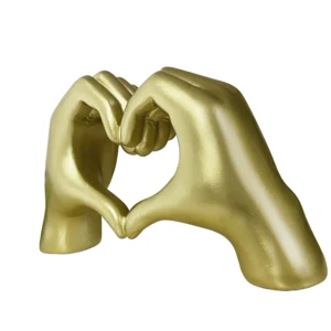 Heart-Shaped Hands Gold Resin Figurine - Image 5