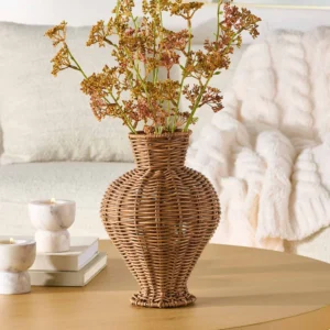 Woven Faux Rattan Decorative Vase - Image 2