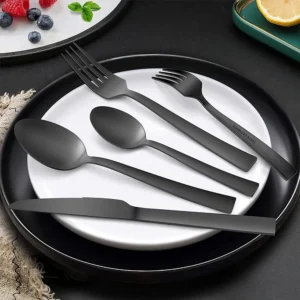 40-Piece Matte Black Stainless Steel Silverware Set, Service for 8 - Image 6