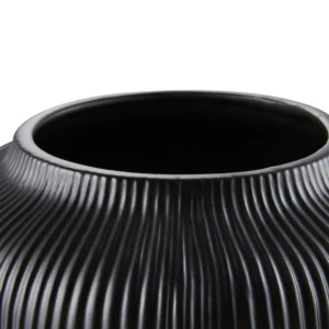 Textured Black Stoneware Vase - Image 3